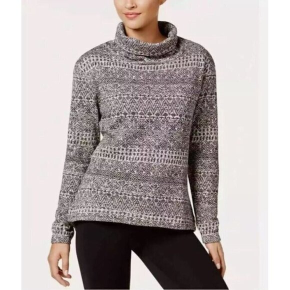 Columbia Turtleneck Womens Large Gray Sweater Season Printed Pull Over Cozy - Picture 1 of 9